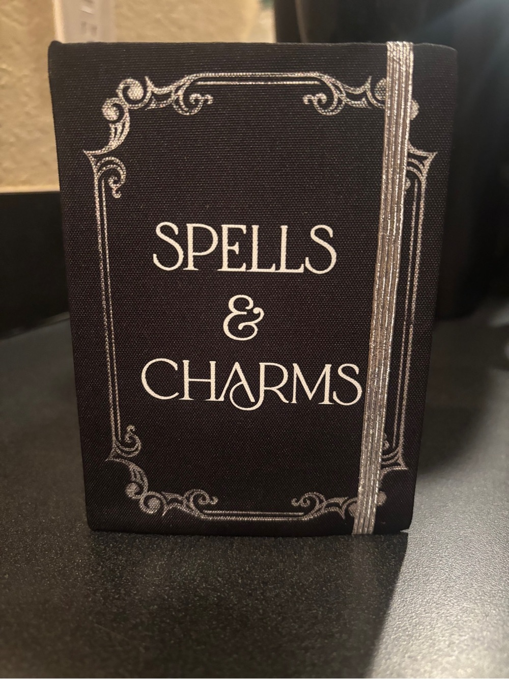 Icing Black Decorative 'Spells & Charms' Accent Book with Silver Foil and flask